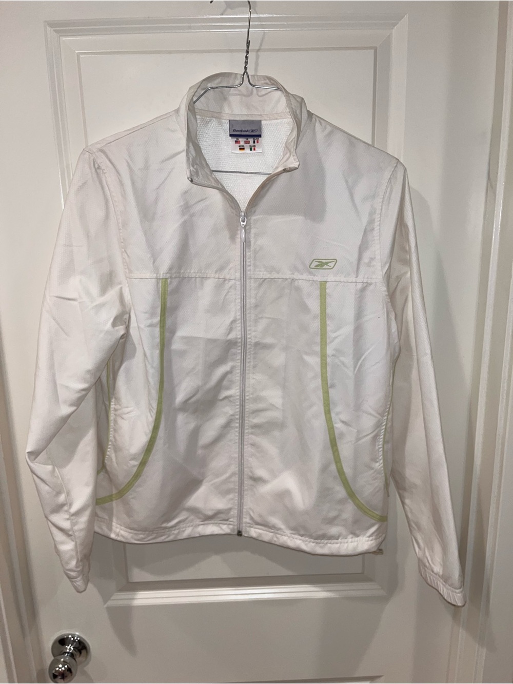 Vintage 90s Reebok tracksuit jacket size XL women's white sports windbreaker